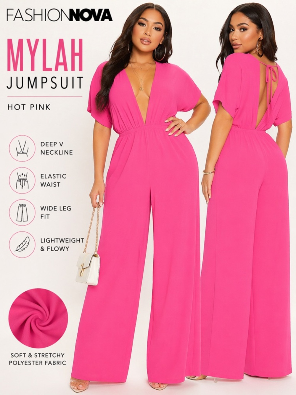 NWT Fashion Nova Mylah Jumpsuit in Hot Pink Size S